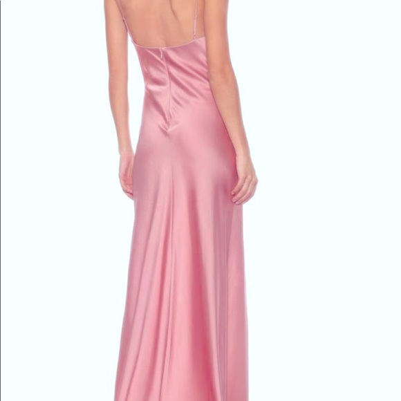 Plunging V-Neck Satin Mermaid Dress - Picture 3 of 3